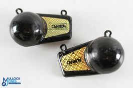 Pair of Cannon Flash Weights, deep sea fishing with reflective prism tape on fin for extra fish