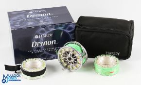 Hardy Demon 7000 large arbor fly reel, rear drag adjuster, tapered alloy handle with counter