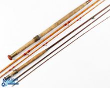 Hardy Alnwick steel centre split cane salmon fly rod No E2505 14' 3pc 24