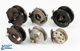 A collection of 3x Bakelite and 3x alloy reels, as follows - The Gemina centre pin 3.25