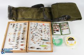 A selection of fishing items: Predator Brand fly box, 4 sided 13 ½