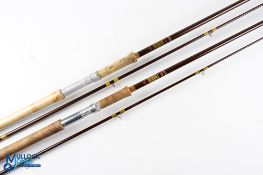 Hardy Fibalite Spin 7/8lb 2 piece hollow glass rod, whipped green, tipped red, cork handle with