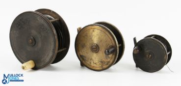A collection of unnamed/named brass fly reels, made up of: 4