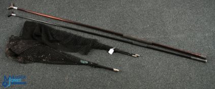 2x Large Carp Fishing Landing Nets by Shakespeare, with a folding net head, and another made by IRC.