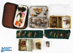 Hardy Bro Salmon Fly Fishing Box and flies, a good selection to include single, double flies, the