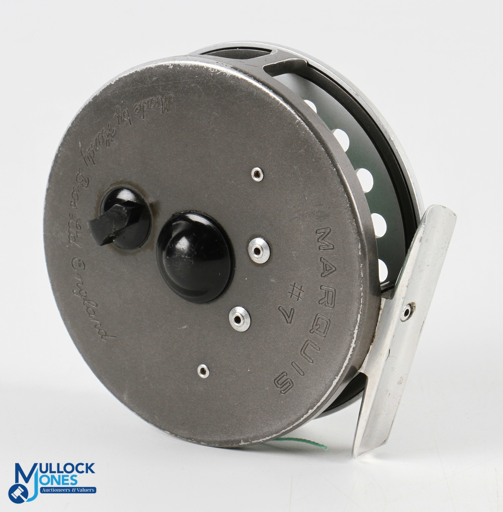 Hardy Bros "Marquis 7" multiplier alloy trout fly reel 3 7/16" spool with 2 screw latch, black - Image 3 of 3