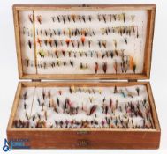 A large collection of sea trout and low water salmon double and single flies in 4-sided hinged