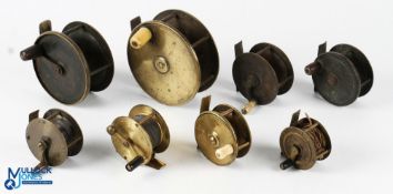 A collection of brass winch reels and plate wind, comprising: 4