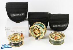 Reddington USA A1 11/12 alloy salmon fly reel, gold finish, with 2 spare spools, 4 ¼