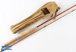 Hardy CC de France 9' 2 piece Palakona cane fly rod, No. E48267, burgundy close whipped, bronze