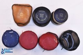 A selection of zipped reel cases, as follows: 2x Hardy, J W Young & Sons real pigskin, 4x unnamed (