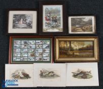 Period Fishing Picture Engravings, Print, Cigarette cards, of a printed on glass fishing boat