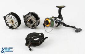 A collection of reels, made up of: Mitchell 756 single action trout fly reel, 3 3/8