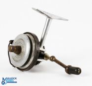 An A Allan, Glasgow Patent Spinet threadline reel, left hand wind, half bail arm, alloy spool with