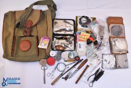 Fishing Accessories, Tackle Tools, to include a canvas jolly backpack, cast holders, cast, line