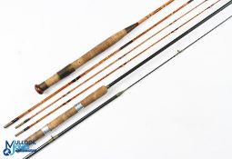 Unnamed 9' split cane trout fly rod for restoration, 3pc with spare tip, alloy fittings, red agate