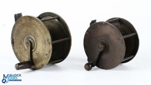 Pair of early 19th c brass winch reels featuring a Graham Cockermouth (clockmaker) stamped 3.25
