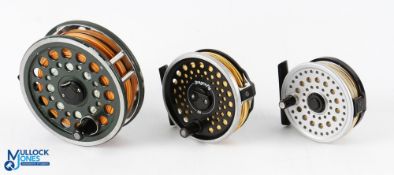A collection of fly reels, all in Shimano zip case, as follows: Shakespeare Beaulite alloy salmon