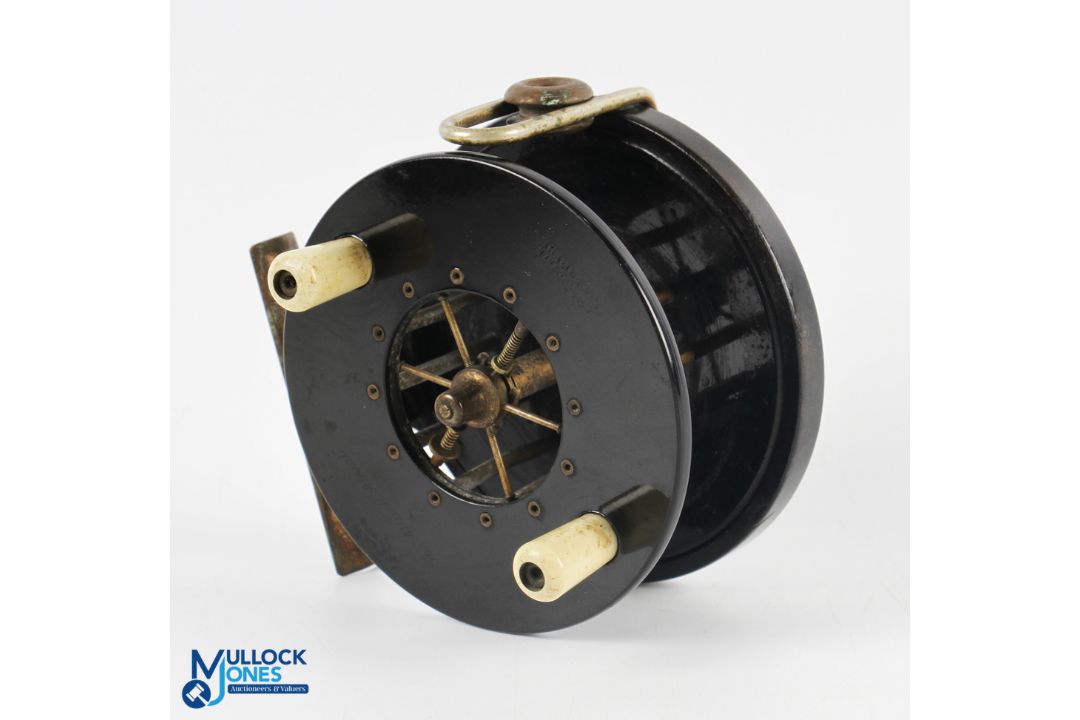 Allcocks "The Allcock Aerial" Bakelite course reel 4" caged wide spool 6 spoke spindle with - Image 1 of 2