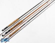 3x Various Fishing Rods to incl' Martin James hollow glass 8ft 6in 2 piece trout fly rod, tip 3