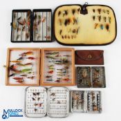 Fly Fishing Flies, a collection with 3 aluminium fly tins-2 named a slim alloy 86 clips with owner's