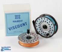 Hardy Bros Viscount 140 alloy fly reel with spare spool with constant check, rear drag adjuster,