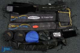 Fishing Reel & Rod Bags, a collection to include a 5-reel bags with makers by team Dawia, Angling