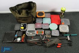 Fishing Korum Transition Shoulder Bag, with coarse fishing accessories of bait boxes NGT