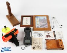 Mixed lot of Fishing Accessories, with noted items of a handmade tube tying vice, leather cast