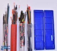 Coarse Fishing Float collection in Middy storage tubes, with noted makers of Drenhan Preston