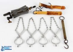 Collection of fishing equipment, as follows: Farlows Sextile 'C' clamp line winder. 2x pairs of