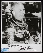 NASA - Autograph - John Glenn - first man to orbit the Earth - bw 10x8 photograph showing Glenn in