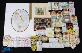 Perfume & Eau De Cologne - Art-Nouveau & Art-Deco Bottle Labels circa 1890s -1930s - selection of