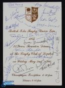1980 British & I Lions 1955 25th Anniversary Signed Rugby Menu: Reunion Dinner Menu signed by