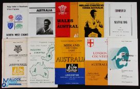 1973/75-6 Australia in the UK Rugby Programmes (10): '73 v S/SW Counties; 1975-6 v London