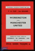 1957/58 FAC 3rd round Workington v Manchester Utd match programme 4 January 1958; slight rust to