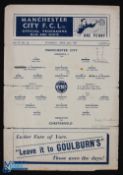 1942/43 Manchester City v Everton war north regional league match programme 24 April 1943, single