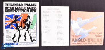 1971 Anglo-Italian tournament programme including Crystal Palace v Cagliari 26 May 1971 + Crystal