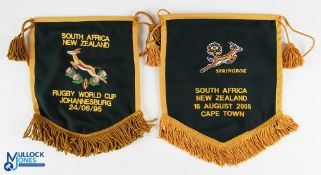 Rare 1995 RWC Final & Tri Nations 2008 S Africa v NZ Rugby Pennants (2): Lovely duo, official