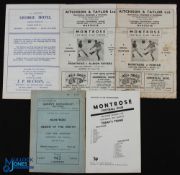 Selection of Montrose homes 1947/48 Queen of the South (SC) 4 page, 1955/56 Forfar Athletic, 1956/57