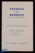 1960/61 FA Amateur Cup 2nd round replay Pegasus v Bromley 11 February 1961 at Iffley Road, Oxford, 4