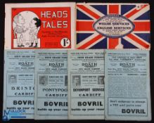 Wartime and After Welsh Rugby Programmes etc (7): Scarce Welsh Services v English Services. Swansea,