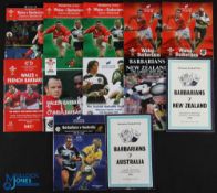 1976-2003 Barbarians Rugby Programmes (12): With some duplication, v Australia 1976 & 2001; v NZ