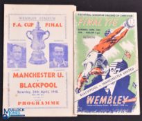 1948 FAC Final official match programme Manchester Utd v Blackpool (team changes, staple rust,