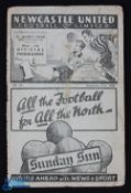 1938/39 Newcastle United v Sheffield United Football Programme, dated 31.12 - has a centre fold,