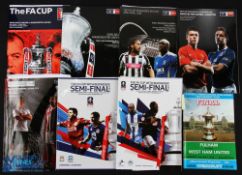 Collection of FA Cup match programmes 1975 Final Fulham v WHU, 2005 FAC s/f Manchester Utd