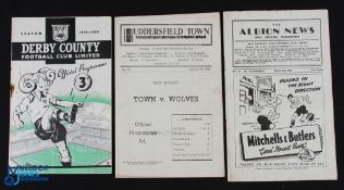 1949/50 Wolverhampton Wanderers away Div. 1 match programmes v Derby County (8 October 1949), v