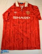 1992-1994 Manchester United FC home football shirt signed by seventeen including Sir Alex