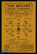 Wartime 1944/45 Football League (North) Cup s/f Wolverhampton Wanderers v Bolton Wanderers programme