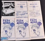 Selection of Bradford Park Avenue home programmes 1949/50 Preston NE, Chesterfield, Coventry City,